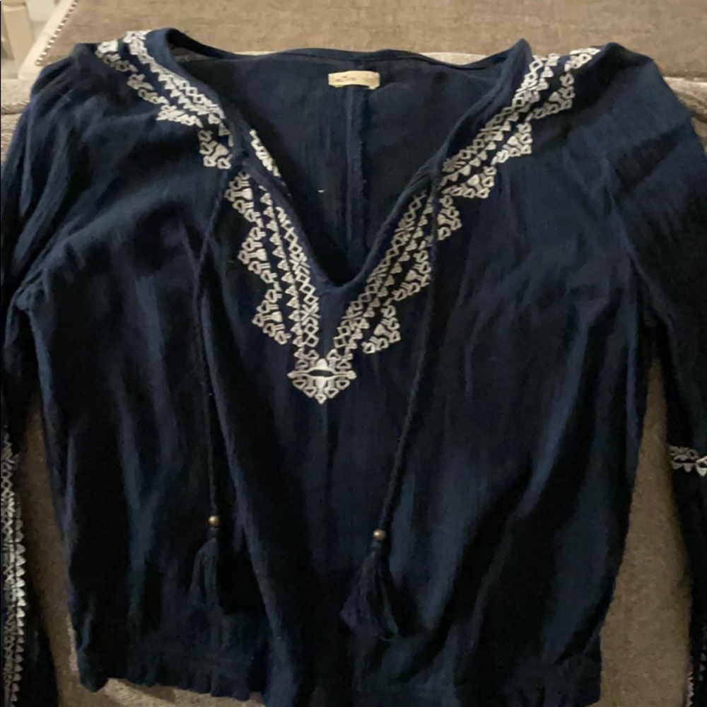 Hollister drappy long sleeve crop top